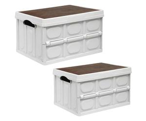 CELINO making your day Folding Storage Boxes With Lid Plastic Box Collapsible Stackable Organiser Crate (50L - 52 x 36 x 29cm)