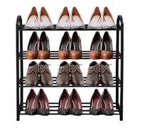 CELINO making your day Shoe Storage Rack, 4 Shelves, Black Metal Frame, Bedroom Footwear Organiser Hallway, Entryway, Living Room Small Space 12 Pairs 62x20x62 cm