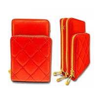 CELINO making your day Women Cross Body PU Leather Mobile Phone Shoulder Strap Bag Purse Wallet Pouch (Red)
