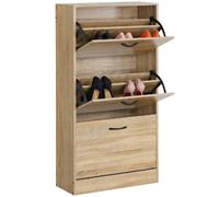 Celino Shoe Cabinet With 3 Drawers, Pull Down Mdf Wooden Shoe Storage Organizer Cupboard Shoes Rack Cabinet Freestanding Footwear