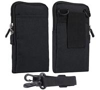 Cell Phone Belt Bag Men Black, Cell Phone Shoulder Holder Men, 6.9" Waterproof Outdoor Sport Crossbody Belt Phone Pouch Waist Bag Mobile Phone Belt Loop Holder Small Messenger Purse with Card Holder