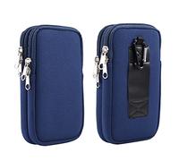 Cell Phone Belt Clip Bag Men Blue, Nylon Mobile Phone Waist Holster, 6.9" Waterproof Elasticity Smartphone Waist Belt Pouch Phone Belt Loop Holder with Necklace Carrying Case Fanny Pack with Carabine