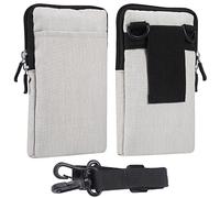 Cell Phone Belt Clip Holder Men White, Cell Phone Crossbody Shoulder Pouch, 7.2" Waterproof Nylon Waist Bag Cellphone Belt Holster Pack Pocket Men Zipper Messenger Purse with Shoulder Strap Fanny Pack