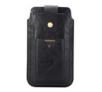Cell Phone Belt Clip Holster Men Leather, Men Cell Phone Waist Pouch Vertical, 6.9" Universal PU Leather Mens Cellphone Belt Bag Mobile Phone Clutch Wallet Case Waist Pack Pocket with Belt Clip Loop