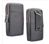 Cell Phone Belt Clip Holster Pouch Gray, Cell Phone Pouch with Belt Loop, 6.9" Universal Vertical Phone Waist Bag Belt Phone Holster Purse Smartphone Belt Holder Carrying Pouch Pocket with Carabiner