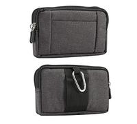 Cell Phone Belt Clip Pouch for Men - Black, Mini Wrist Handbag Phone Holster Carrying Case with Zipper Wallet and Locking Carabiner Hook