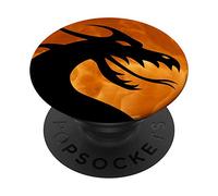 Cell Phone Button Holder Pop Out Knob Black Dragon Head Fire PopSockets Swappable PopGrip