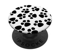 Cell Phone Button Pop Out Holder Dog Paw Print Black & White PopSockets PopGrip: Swappable Grip for Phones & Tablets PopSockets Adhesive PopGrip