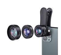 Cell Phone Camera Lens Kit, 3 in 1 Universal Zoom Telephoto Lens 120° Wide Angle + 20X Macro + 198°Fisheye for iPhone/Huawei/Samsung and Most SmartphoneSmartphone