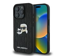 CG MOBILE Karl Lagerfeld KLHCP16XPGKLKCPK Case for iPhone 16 Pro Max 6.9 Inch Black Monogram Karl & Chaoupette Head Pin
