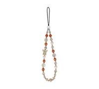 Cell Phone Charm Beaded Phone Wrist Strap Warm Tone Crystal Aesthetic Handmade Anti-Lost Chain Bracelet for iPhone Samsung All Smartphones Bag Boho Fall Wristlet Women Vintage Amber Gold Butterfly