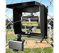 Cell Phone Fence Mount with Sun Shade & Power Bank Pocket, Tool-Free Mounting Kit for iPhone, GoPro, Mevo Start & Action Cams, Foldable Baseball Softball Tennis Recording Tripod for Travel (L)