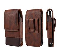 Cell Phone Holster with Belt Clip, Leather Phone Waist Belt Pouch, 6.5" Vertical Leather Smartphone Purse Carrying Phone Pouch Belt Clip Holder Case Pocket Mobile Phone Belt Loop Wallet Handbag Bumbag