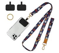 Cell Phone Lanyard, Stars Crossbody Neck Lanyard, Hand Wrist Strap for Cell Mobile phone,Key chain, Card holder,ID Badge, Shoulder Neck Strap for all Smartphones.Free 2×Pads, Metal Keyring (Stars)