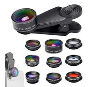 Cell Phone Lens Kit - 10 in 1 Clip-on Camera Lens Set, Macro and Wide Angle | 0.63X/0.36X, 20X/15X, 198° Macro, F Tool