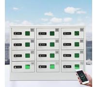 Cell Phone Lock Box - 12 Doors Metal Mini Locker with 12 Individual Charging Groups × 3 Charging Heads, Cell Phones Pocket Locker for Office Conference Rooms Classroom,25×6.3×19.3in