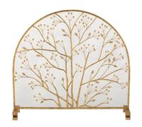 Cell Phone Locker Ornate Fire Place Cover for The Living Room, Tree Branch Pattern Fireplace Screen with Metal Mesh, High-Temperature Coating Spark Guard