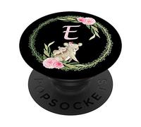 Cell Phone Pop Out Holder,Cute Koala Bear Flower Letter E PopSockets PopGrip: Swappable Grip for Phones & Tablets