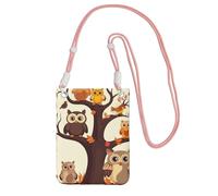 Cell Phone Purse Cartoon Family Owls On The Brown Tree Crossbody Bags Waterproof Cell Phone Bag Shoulder Handbag for Women