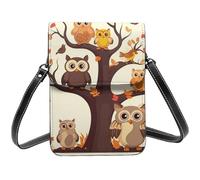 Cell Phone Purse Cartoon Family Owls On The Brown Tree Crossbody Bags Waterproof Cell Phone Bag Shoulder Handbag for Women