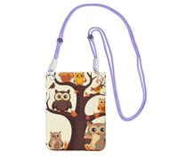Cell Phone Purse Cartoon Family Owls On The Brown Tree Crossbody Bags Waterproof Cell Phone Bag Shoulder Handbag for Women