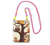 Cell Phone Purse Cartoon Family Owls On The Brown Tree Crossbody Bags Waterproof Cell Phone Bag Shoulder Handbag for Women
