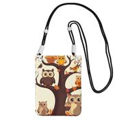 Cell Phone Purse Cartoon Family Owls On The Brown Tree Crossbody Bags Waterproof Cell Phone Bag Shoulder Handbag for Women