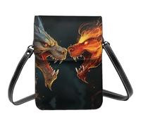 Cell Phone Purse Chic Cool Two Fighting Roaring Dragon Crossbody Bags Waterproof Cell Phone Bag Shoulder Handbag for Women