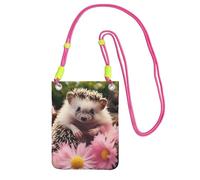 Cell Phone Purse Cute Hedgehog in Flowers Crossbody Bags Waterproof Cell Phone Bag Shoulder Handbag for Women