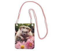 Cell Phone Purse Cute Hedgehog in Flowers Crossbody Bags Waterproof Cell Phone Bag Shoulder Handbag for Women