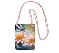 Cell Phone Purse Flying Dragonflies Lily Flower Crossbody Bags Waterproof Cell Phone Bag Shoulder Handbag for Women
