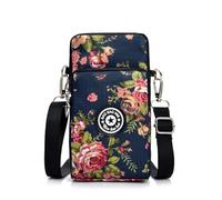 Cell Phone Purse for Women Waterproof Shoulder Bag Oxford Cloth Purse Mini Cell Phone Holder Zipper Adjustable Strap | EL, Flowers, Se référer à la description