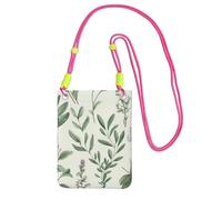 Cell Phone Purse Green Flower Herb Sage Leaves Crossbody Bags Waterproof Cell Phone Bag Shoulder Handbag for Women, Fuchusia, One Size