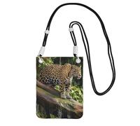 Cell Phone Purse Jaguar Cat on Tree Trunk Waterfall Crossbody Bags Waterproof Cell Phone Bag Shoulder Handbag for Women