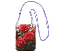 Cell Phone Purse Red Roses Bush in The Garden Crossbody Bags Waterproof Cell Phone Bag Shoulder Handbag for Women, Purple, One Size