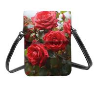 Cell Phone Purse Red Roses Bush in The Garden Crossbody Bags Waterproof Cell Phone Bag Shoulder Handbag for Women