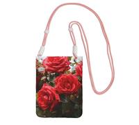 Cell Phone Purse Red Roses Bush in The Garden Crossbody Bags Waterproof Cell Phone Bag Shoulder Handbag for Women, Pink, One Size