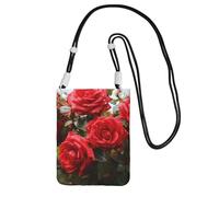 Cell Phone Purse Red Roses Bush in The Garden Crossbody Bags Waterproof Cell Phone Bag Shoulder Handbag for Women, Black, One Size