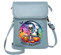 Cell Phone Purse with Zipper Personalized Crossbody Wallets Halloween Pumpkin Ghost Cemetery Witch Skeleton Bat Haunted Suitable for Everyday Use Adjustable Strap