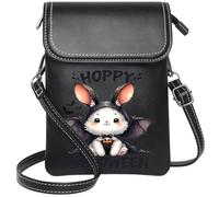 Cell Phone Purse with Zipper Women Leather Crossbody Purse Bat Haunted Cemetery Witch Skeleton Halloween Pumpkin Ghost Personalized Gifts for Girlfriend Friends Cute Stylish Elegant Accessory