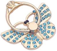 Cell Phone Ring Holder, Finger Ring Stand with Crystal Butterfly, Hand Grip Compatible with Smartphone (Blue)