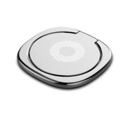 Cell Phone Ring Holder Stand, 360 Degree Rotation Finger Ring Kickstand Polished Metal Phone Grip for Magnetic Car Mount Silver