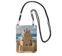 Cell Phone Sleeve Pouch Case Bag For Women, Cell Phone Purse Wallet Bag With Black Shoulder Strap Building A Sandcastle Travel Pouch
