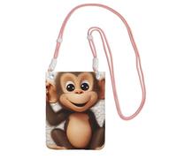 Cell Phone Sleeve Pouch Case Bag For Women, Cell Phone Purse Wallet Bag With Black Shoulder Strap Cute Monkey Travel Pouch, Pink, One Size