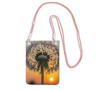 Cell Phone Sleeve Pouch Case Bag For Women, Cell Phone Purse Wallet Bag With Black Shoulder Strap Dandelions At Sunset Travel Pouch, Pink, One Size