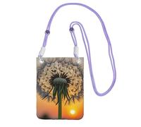 Cell Phone Sleeve Pouch Case Bag For Women, Cell Phone Purse Wallet Bag With Black Shoulder Strap Dandelions At Sunset Travel Pouch, Purple, One Size