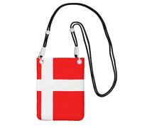 Cell Phone Sleeve Pouch Case Bag For Women, Cell Phone Purse Wallet Bag With Black Shoulder Strap Denmark Danish Flag Travel Pouch