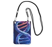 Cell Phone Sleeve Pouch Case Bag For Women, Cell Phone Purse Wallet Bag With Black Shoulder Strap Dna Genetic Helix Travel Pouch