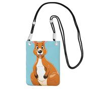 Cell Phone Sleeve Pouch Case Bag For Women, Cell Phone Purse Wallet Bag With Black Shoulder Strap Funny Cartoon Kangaroo Zoo Travel Pouch