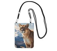 Cell Phone Sleeve Pouch Case Bag For Women, Cell Phone Purse Wallet Bag With Black Shoulder Strap Panther Mountain Lion Travel Pouch